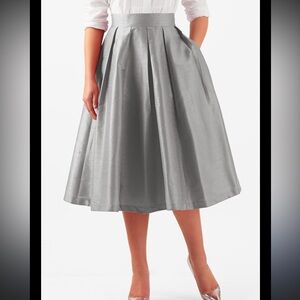 White House Black Market Shimmering Silver A-Line Full Formal Skirt